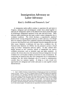 Immigration Advocacy As Labor Advocacy