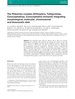 The Phlesirtes Complex (Orthoptera, Tettigoniidae, Conocephalinae, Conocephalini) Reviewed: Integrating Morphological, Molecular, Chromosomal and Bioacoustic Data