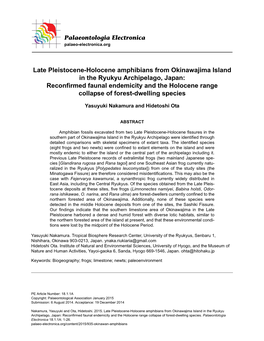 Late Pleistocene-Holocene Amphibians