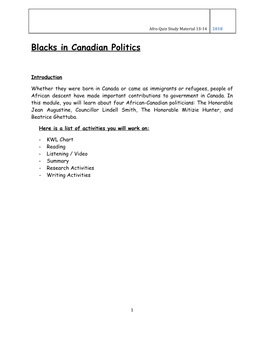 Blacks in Canadian Politics