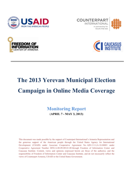 Monitoring Report on Yerevan Municipal Election Campaign-2013