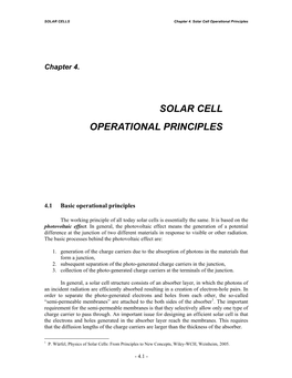 Solar Cell Operational Principles