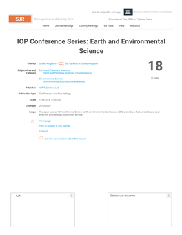 IOP Conference Series: Earth and Environmental Science