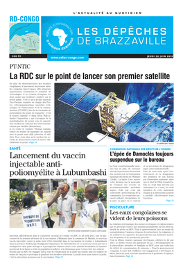 La RDC Sur Le Point De Lancer Son Premier Satellite Lancement Du