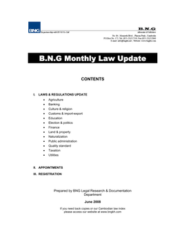 B.N.G Monthly Law Update