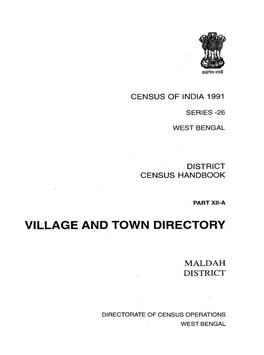 District Census Handbook, Maldah Village and Town Directory, Maldah