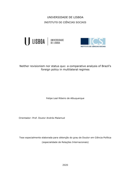 A Comparative Analysis of Brazil's Foreign Policy in Multilateral R