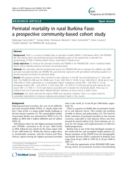 Perinatal Mortality in Rural Burkina Faso