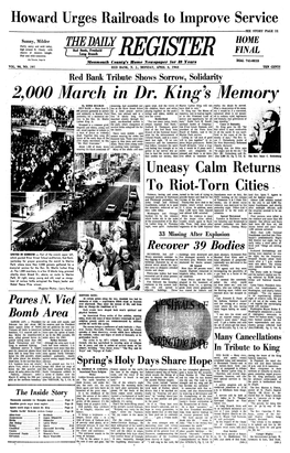 \000 March in Dr. King's Memory by DORIS KULMAN Mourning, Had Assembled Ear- Agers Wept