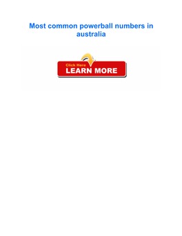 Most Common Powerball Numbers in Australia