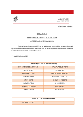 Temporada 2020/2021 Circular Nº 46 Campeonato De España