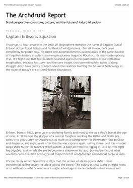 The Archdruid Report: Captain Erikson's Equation 9/04/14 10:24 Pm