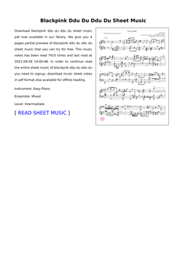 Blackpink Ddu Du Ddu Du Sheet Music