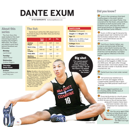 DANTE EXUM Exum Is the Consensus Third-Best Healthy Player in This Draft; Behind by ED BARKOWITZ Barkowe@Phillynews.Com Andrew Wiggins and Jabari Parker