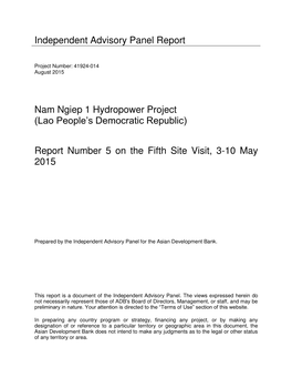 Nam Ngiep 1 Hydropower Project (Lao People’S Democratic Republic)