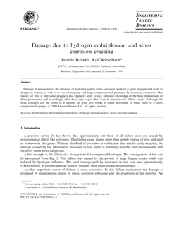 Damage Due to Hydrogen Embrittlement and Stress Corrosion Cracking