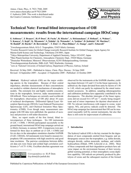 Technical Note: Formal Blind Intercomparison of OH Measurements: Results from the International Campaign Hoxcomp