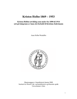 Kristen Holbø 1869 – 1953
