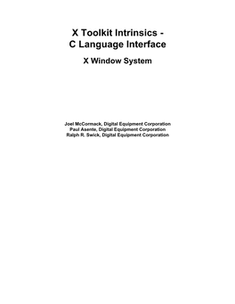 X Toolkit Intrinsics - C Language Interface X Window System