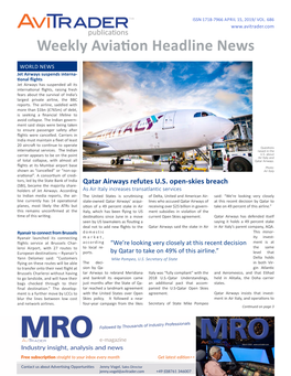 Weekly Aviation Headline News