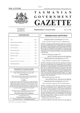 GAZETTE PUBLISHED by AUTHORITY WEDNESDAY 7 AUGUST 2013 No