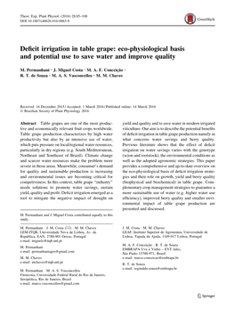 Deficit Irrigation in Table Grape