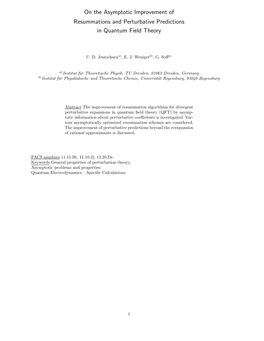 On the Asymptotic Improvement of Resummations and Perturbative Predictions in Quantum Field Theory