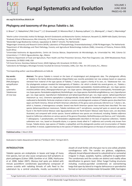 Phylogeny and Taxonomy of the Genus Tubakia S. Lat