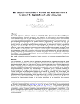 The Unequal Vulnerability of Kurdish and Azeri Minorities in the Case of the Degradation of Lake Urmia, Iran