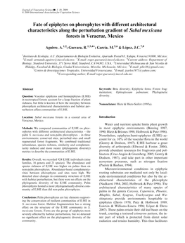 Fate of Epiphytes on Phorophytes with Different Architectural Characteristics Along the Perturbation Gradient of Sabal Mexicana Forests in Veracruz, Mexico