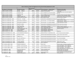 Bank of America Credit Card Statement for the Period Ending September 30, 2012