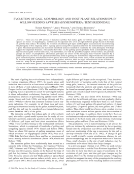 Evolution of Gall Morphology and Host-Plant Relationships in Willow-Feeding Sawflies (Hymenoptera: Tenthredinidae)