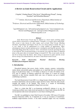 A Review on Joule Resurrection Circuit and Its Applications