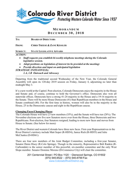 State Legislative Affairs Memo to the Board, January 2019