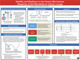 Microbiota and the Human Body Ecosystem Experimental Design Methodology Study Aims