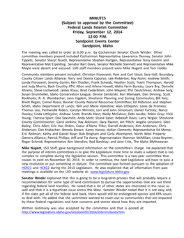 Federal Lands Interim Committee Friday, September 12, 2014 12:00 P.M