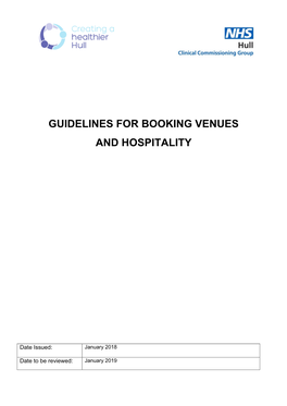 Guidelines for Booking Venues and Hospitality