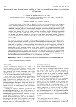 Ontogenetic and Demographic Studies of Sparaxis Grandiflora Subspecies Fimbriata (Iridaceae)