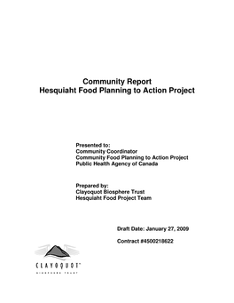 Community Report Hesquiaht Food Planning to Action Project