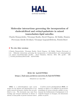 Molecular Interactions Governing the Incorporation of Cholecalciferol And