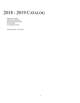 2018 - 2019 Catalog