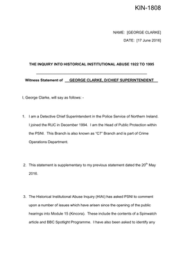 Additional Witness Statement of D-Chief Superintendent George Clarke Dated 17.06.16