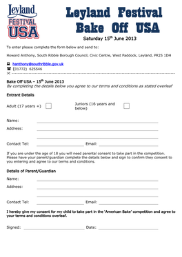 Leyland Festival – South Ribble Bakeoff