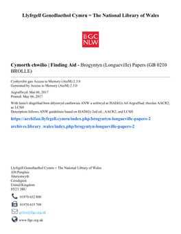 Brogyntyn (Longueville) Papers (GB 0210 BROLLE)