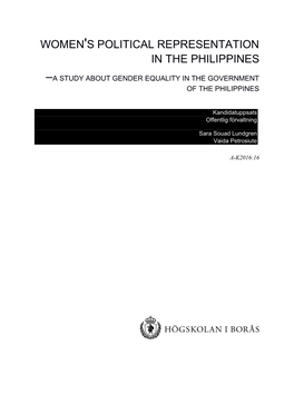 Women's Political Representation in the Philippines