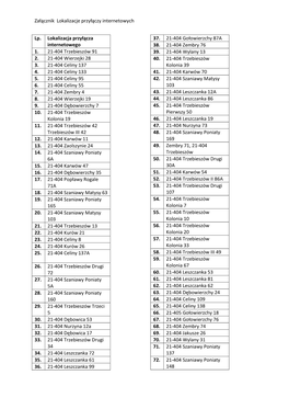 Załącznik Lokalizacje Przyłączy Internetowych Lp. Lokalizacja