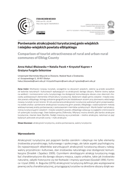 Studia Obszarów Wiejskich, T. 50, Porównanie Atrakcyjności