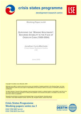 Securing Stability in the Face of Crisis in Cuba (1989-2004)