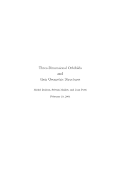 Three-Dimensional Orbifolds and Their Geometric Structures