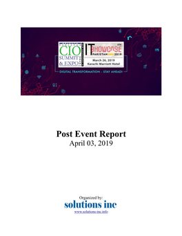 Post Event Report April 03, 2019